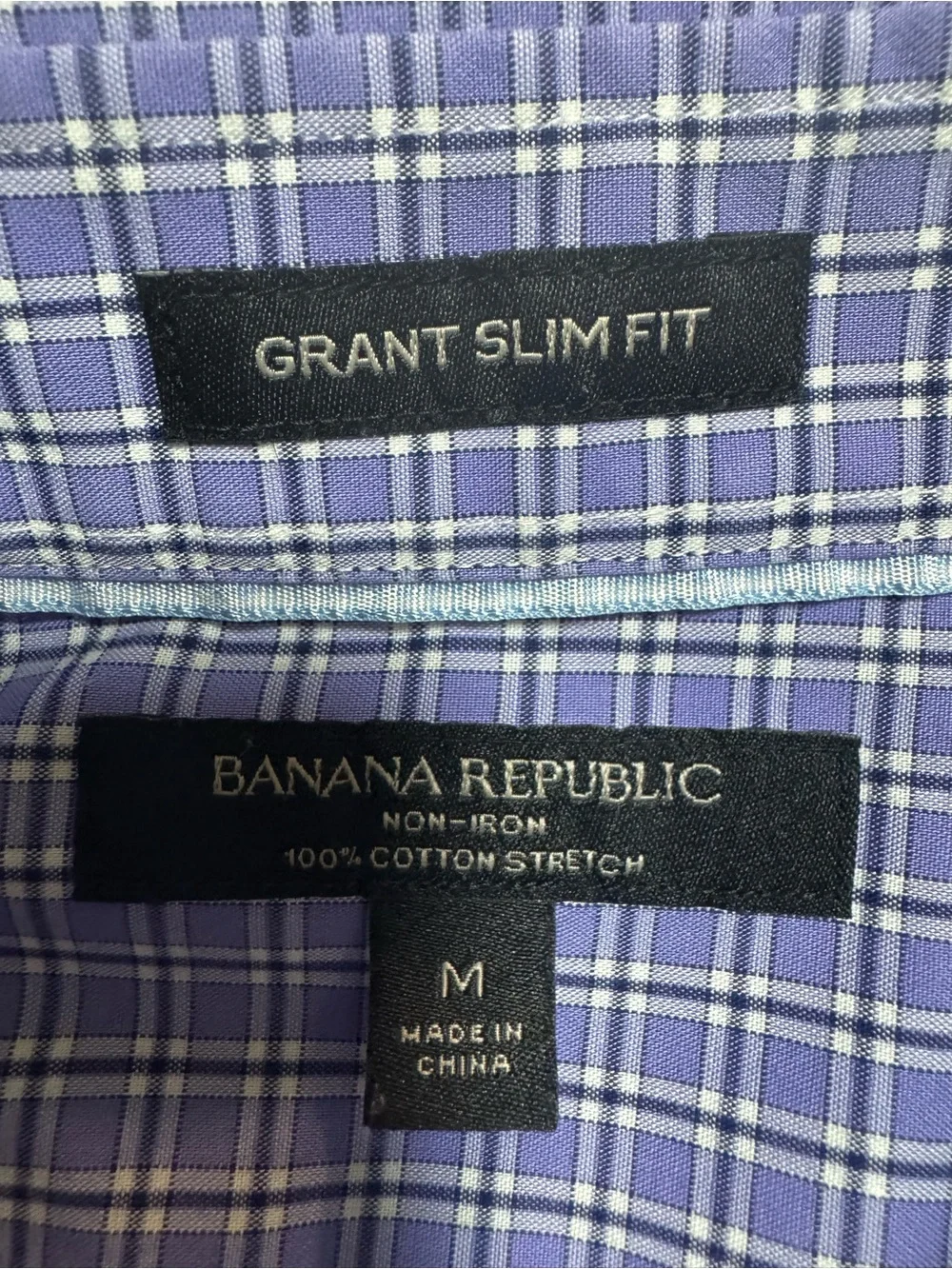 Banana Republic men’s cotton Purple Check Dress Shirt, M